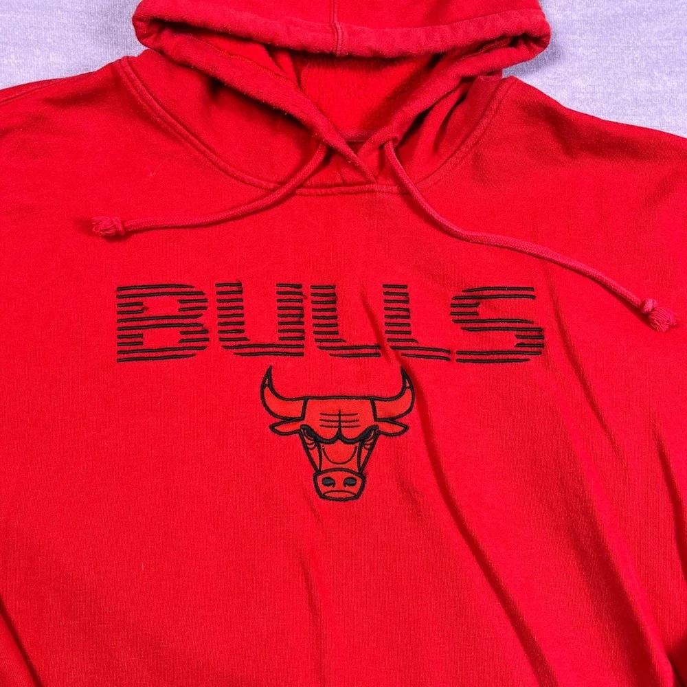 Adidas Chicago Bulls‎ Embroidered Logo Fleece Hoodie Mens 2XL Red Cotton Blend